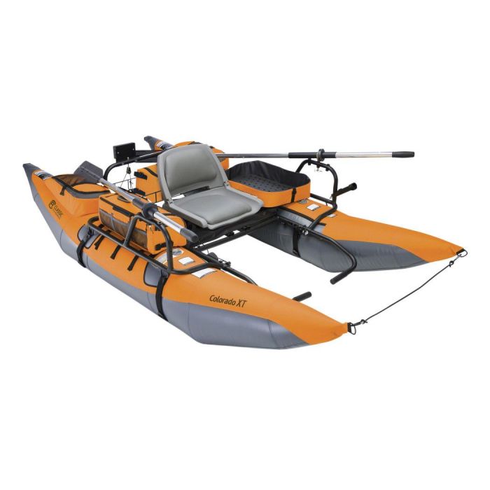 Colorado XT Inflatable Pontoon Fishing Boat - Pumpkin and Grey